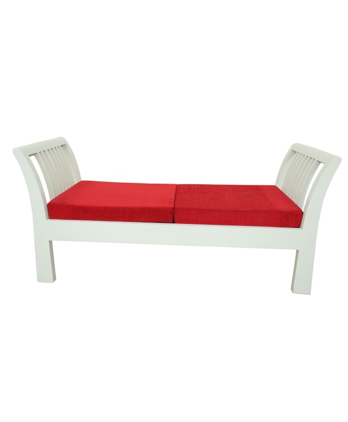Wooden Red And White Adorable Divider Settee For Living Room